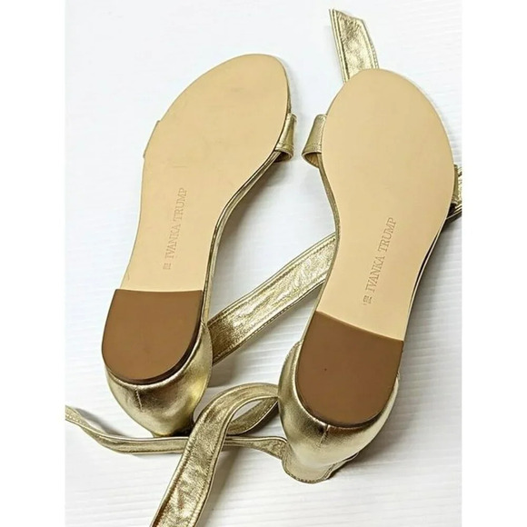 Ivanka Trump Women's Carthe Metallic Leather Ankle Tie Sandals Size 8 MSRP $120 - Picture 6 of 8